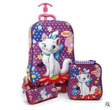 3D Kids Rolling School Bags